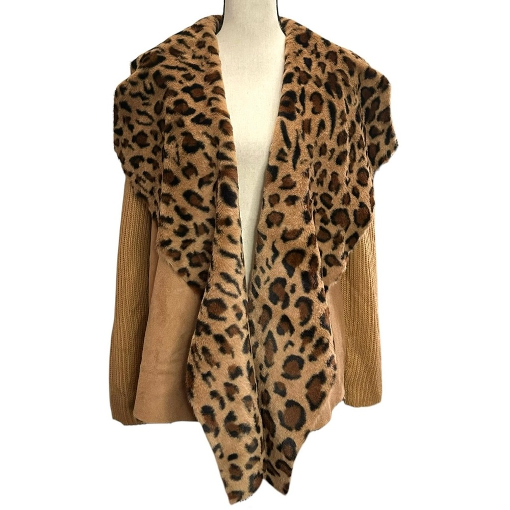 Kate & Sam Sweater S Open Leopard Print Suede